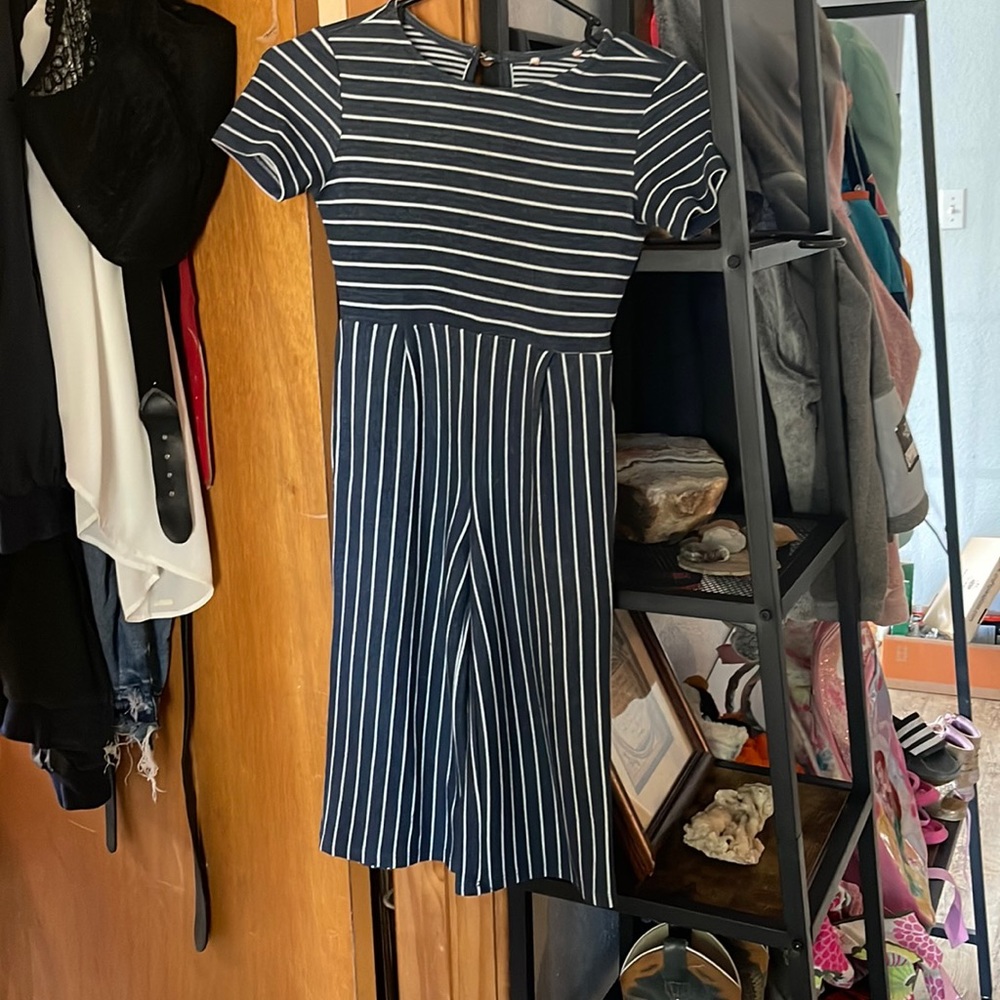 Pant Romper size 4 (Navy w/ white pinstripe)